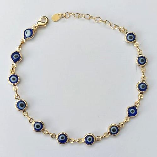 PULSEIRA FOLHEADA A OURO - BANHADO COM 5 MILÉSIMOS + VERNIZ DIAMOND - TAMANHO 18CM COM OLHOS GREGOS - (OURO907) OUPS0000107