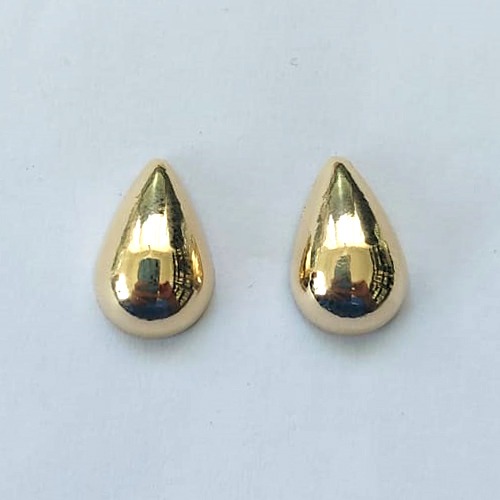 BRINCO FOLHEADO A OURO - BANHADO COM 5 MILÉSIMOS + VERNIZ DIAMOND - BRINCO DE PINO GOTA 12MM - (OURO908)OUBR000433