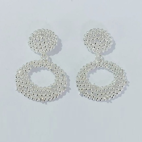 BRINCO FOLHEADO A PRATA COM 50 MILÉSIMOS + VERNIZ DIAMOND - BRINCOS DE PINO TRABALHADO 15MM (PRA775) PRBR001423