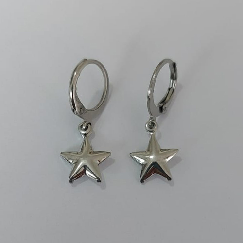 BRINCO EM AÇO INOXIDÁVEL - BRINCO ARGOLINHA DE PRESSÃO COM PINGENTES ESTRELA DUPLA 10MM - COMPOSIÇÃO: AÇO INOXIDÁVEL - (AÇO2327) ACBR000470