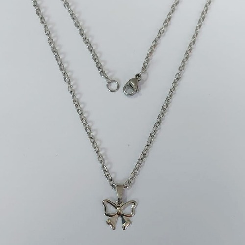 GARGANTILHA EM AÇO INOXIDÁVEL - CORRENTE DE 45CM (03) PINGENTE LAÇO VAZADO 12MM (AÇO2320)ACGG000510