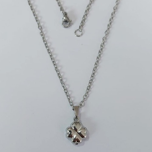 GARGANTILHA EM AÇO INOXIDÁVEL - CORRENTE DE 45CM (03) PINGENTE TREVO 11MM (AÇO2317 )ACGG000513