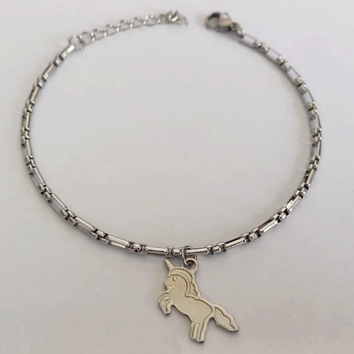 TORNOZELEIRA EM AÇO INOXIDÁVEL - TORNOZELEIRA 25CM + COM PINGENTE UNICÓRNIO + EXTENSOR - COMPOSIÇÃO: AÇO INOXIDÁVEL (BCOL058) ACTO0000013