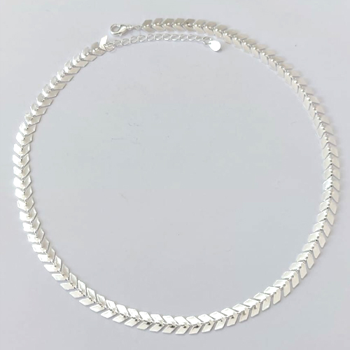 SHOCKER FOLHEADA A PRATA COM 50 MILÉSIMOS + VERNIZ DIAMOND - CORRENTE ESCAMAS 40CM + EXTENSOR - PRSH000185