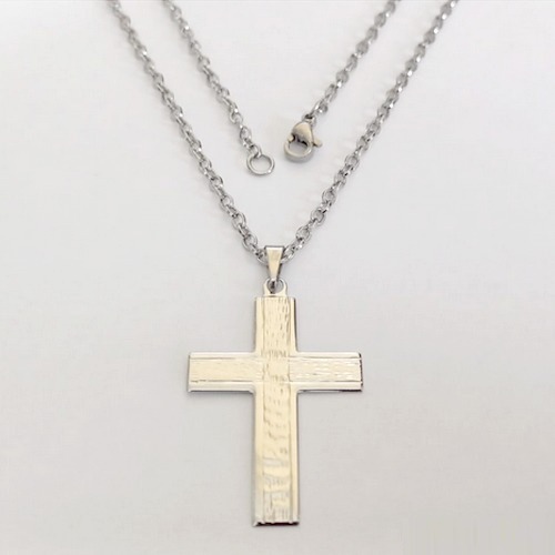 GARGANTILHA EM AÇO INOXIDÁVEL - CORRENTE DE 60CM (12) PINGENTE CRUCIFIXO DESENHADO 35MM ACGG000524