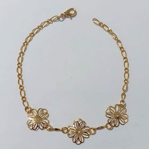 PULSEIRA FOLHEADO A OURO + VERNIZ - PULSEIRA 18CM COM FLORES VAZADAS - (OURO1192) OUPS0000138