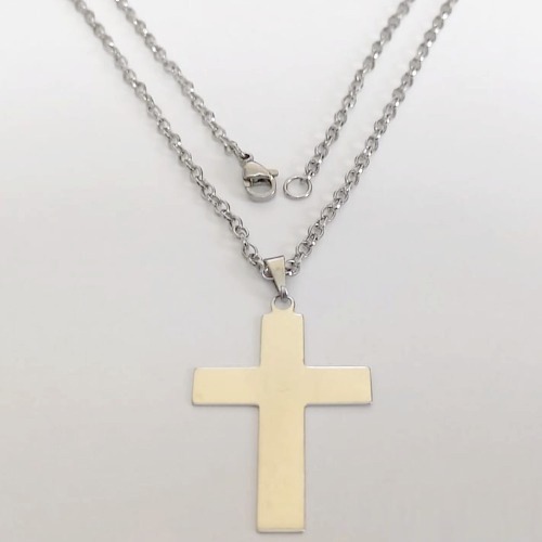 GARGANTILHA EM AÇO INOXIDÁVEL - CORRENTE DE 60CM (13) PINGENTE CRUCIFIXO 35MM ACGG000525