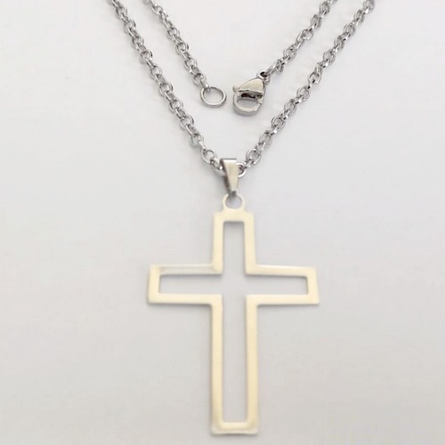 GARGANTILHA EM AÇO INOXIDÁVEL - CORRENTE DE 60CM (13) PINGENTE CRUCIFIXO VAZADO 35MM ACGG000526