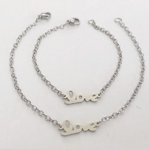 PULSEIRA EM AÇO INOXIDÁVEL - (08) - PULSEIRA MÃE E FILHA LOVE 19/15CM - FECHO LAGOSTA - COMPOSIÇÃO: AÇO INOXIDÁVEL - ACPS000741