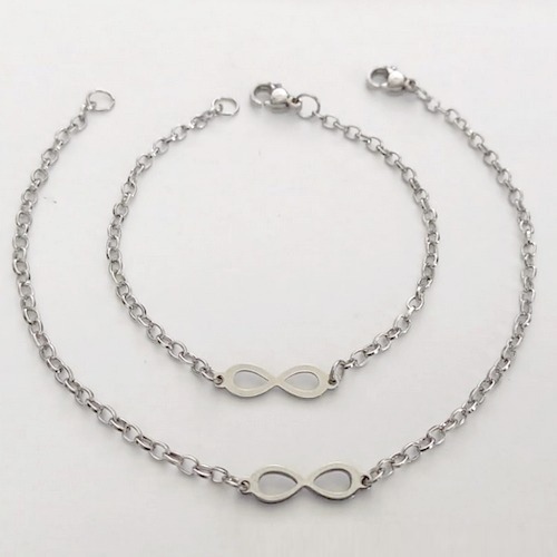 PULSEIRA EM AÇO INOXIDÁVEL - (08) - PULSEIRA MÃE E FILHA INFINITO 19/15CM - FECHO LAGOSTA - COMPOSIÇÃO: AÇO INOXIDÁVEL - (ACO0221)ACPS000748
