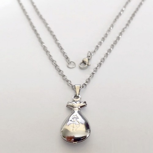 GARGANTILHA EM AÇO INOXIDÁVEL - CORRENTE DE 45CM (13) PINGENTE SAQUINHO DE DINHEIRO 12MM - ACGG000529