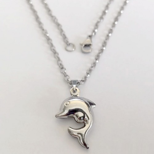 GARGANTILHA EM AÇO INOXIDÁVEL - CORRENTE DE 45CM (13) PINGENTE GOLFINHO 15MM - ACGG000531