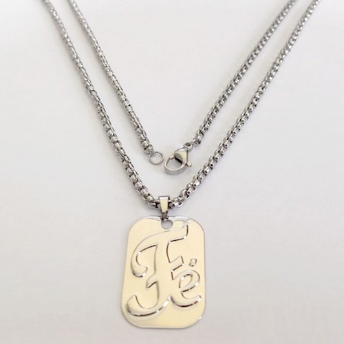 GARGANTILHA EM AÇO INOXIDÁVEL - CORRENTE DE 50CM (024) PINGENTE PLACA FÉ 30MM- ACGG000536