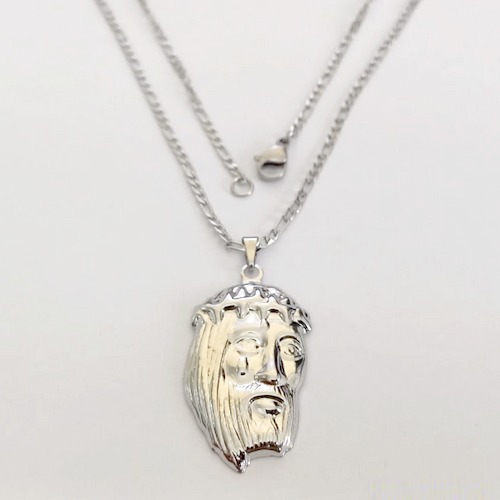 GARGANTILHA EM AÇO INOXIDÁVEL - CORRENTE DE 50CM (BCOL023) PINGENTE FACE DE CRISTO 32MM - ACGG000543