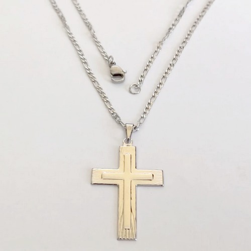 GARGANTILHA EM AÇO INOXIDÁVEL - CORRENTE DE 50CM (BCOL023) PINGENTE CRUCIFIXO ALTO RELEVO 35MM - ACGG000547