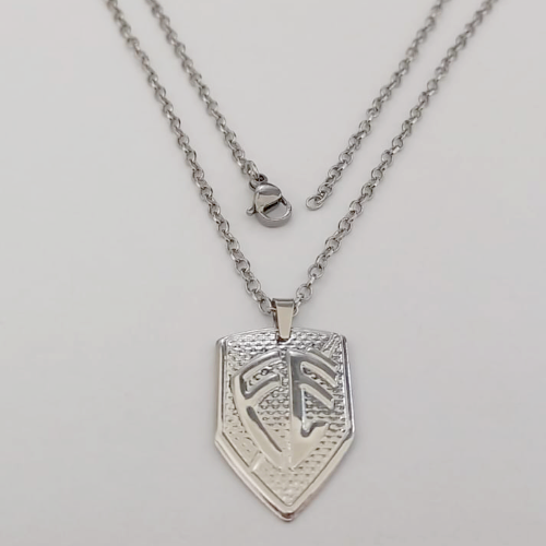 GARGANTILHA EM AÇO INOXIDÁVEL - CORRENTE DE 50CM (ACO03C) PINGENTE ESCUDO FÉ 2,5X2MM( AÇO0317) - ACGG000555