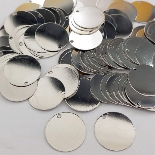 ACESSÓRIO EM AÇO INOXIDÁVEL - ACESSÓRIO REDONDO LISO 14MM (PARA GRAVAÇÃO) COM 1 FURO - (AÇO0332) ACAC000061