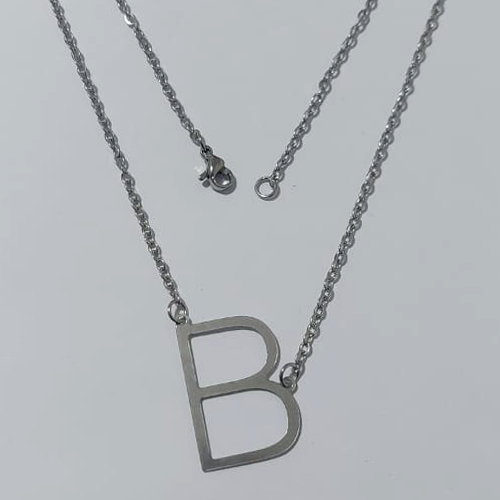 GARGANTILHA EM AÇO INOXIDÁVEL - GARGANTILHA COM CORRENTE 42CM E PINGENTE LETRA "B" 27MM - COMPOSIÇÃO: AÇO INOXIDÁVEL (AÇO2251) - ACGG000560
