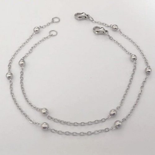 PULSEIRA EM AÇO INOXIDÁVEL - PULSEIRA DE BOLINHAS MÃE E FILHA - TAMANHOS 15 E 18CM - FECHO LAGOSTA - COMPOSIÇÃO: AÇO INOXIDÁVEL - ACPS000760