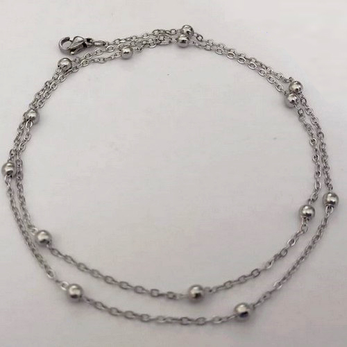 CORRENTE EM AÇO INOXIDÁVEL - CORRENTE COM BOLINHAS - TAMANHO 45CM - FECHO LAGOSTA - COMPOSIÇÃO: AÇO INOXIDÁVEL - ACCR000223