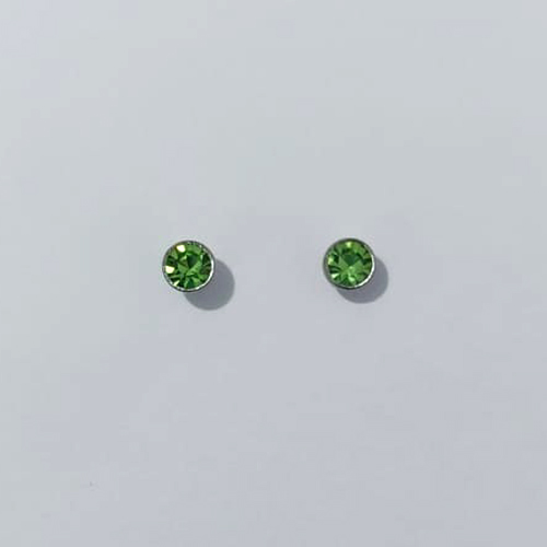 BRINCO EM AÇO INOXIDÁVEL - BRINCO AÇO INOX CRAVAÇÃO INGLESA VERDE 5MM - COMPOSIÇÃO: AÇO INOXIDÁVEL - AÇO3001 - ACBR000521