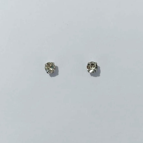 BRINCO EM AÇO INOXIDÁVEL - BRINCO AÇO INOX STRASS BRANCA 4MM - COMPOSIÇÃO: AÇO INOXIDÁVEL - (AÇO3011)- ACBR000529