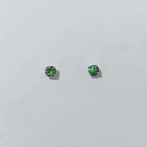 BRINCO EM AÇO INOXIDÁVEL - BRINCO AÇO INOX STRASS VERDE 4MM - COMPOSIÇÃO: AÇO INOXIDÁVEL - (AÇO3009)- ACBR000531