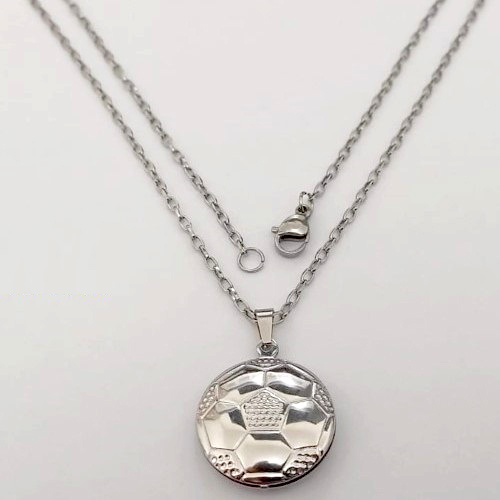 GARGANTILHA EM AÇO INOXIDÁVEL - (07) CORRENTE 60CM COM PINGENTE BOLA DE FUTEBOL DUPLA 20MM - FECHO LAGOSTA - COMPOSIÇÃO: AÇO INOXIDÁVEL (AÇO3057) - ACGG000578
