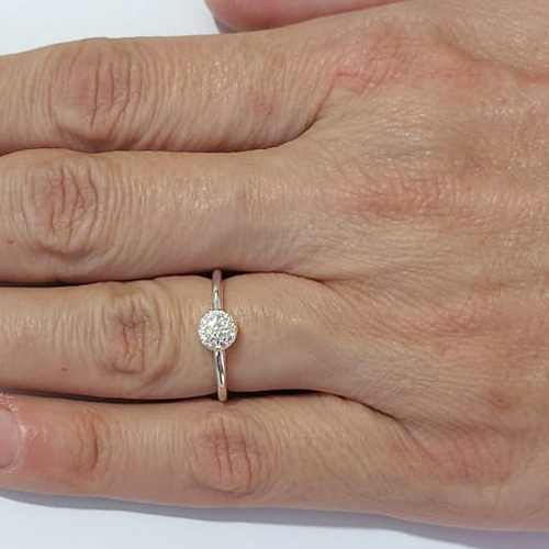 ANEL FOLHEADO A PRATA COM 50 MILÉSIMOS + VERNIZ DIAMOND- ANEL REDONDO COM MICRO ZIRCÔNIAS 6MM PRAN000078