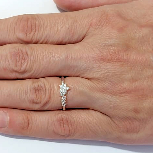 ANEL FOLHEADO A PRATA COM 50 MILÉSIMOS + VERNIZ DIAMOND ANEL COM ZIRCÔNIAS PRAN000081