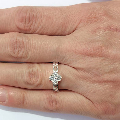 ANEL FOLHEADO A PRATA COM 50 MILÉSIMOS + VERNIZ DIAMOND ANEL COM ZIRCÔNIAS PRAN000081