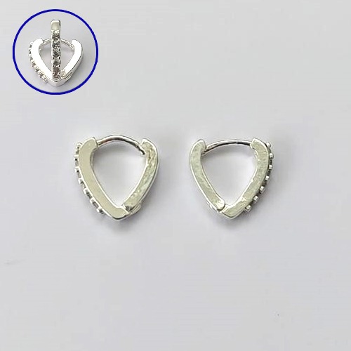 BRINCO FOLHEADO A PRATA COM 50 MILÉSIMOS + VERNIZ DIAMOND - BRINCO ARGOLA CRAVEJADO COM 1 FILEIRA DE MICROS ZIRCÔNIAS 13MM PRBR001585