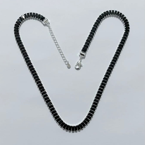 SHOCKER FOLHEADA A PRATA COM 50 MILÉSIMOS + VERNIZ DIAMOND SHOCKER 40CM COM ZIRCÔNIAS PRETAS FECHO LAGOSTA PRSH000220