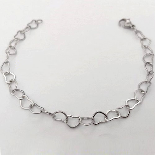 PULSEIRA EM AÇO INOXIDÁVEL - PULSEIRA CORRENTE CORAÇÃO 18CM 5MM - ACPS000767