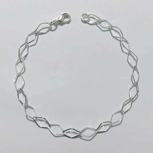 PULSEIRA FOLHEADA A PRATA COM 50 MILÉSIMOS + VERNIZ DIAMOND - PULSEIRA 22CM PRPS001298