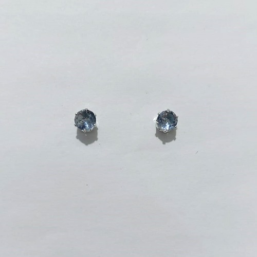 BRINCO FOLHEADO A PRATA + VERNIZ DIAMOND - BRINCO DE PINO COM ZIRCÔNIA LILÁS REDONDA 6MM PRBR001608