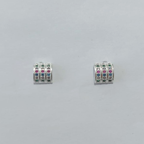 BRINCO FOLHEADO A PRATA + VERNIZ DIAMOND - BRINCO DE PINO COM MICRO ZIRCÔNIAS 6MM PRBR001619