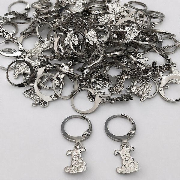 BRINCO EM AÇO INOXIDÁVEL- BRINCO ARGOLA DE PRESSÃO PINGENTE CACHORRO DE 10MM - COMPOSIÇÃO: AÇO INOXIDÁVEL - (AÇO26733) ACBR000549