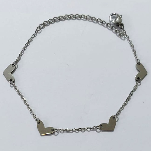 PULSEIRA EM AÇO INOXIDÁVEL - PULSEIRA 18CM COM CORACÕES LISOS E FECHO LAGOSTA - ACPS000771