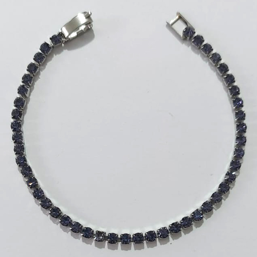 PULSEIRA EM AÇO INOXIDÁVEL - PULSEIRA 16CM COM ZIRCÔNIAS ROXAS E FECHO DE TRAVA ACPS000779