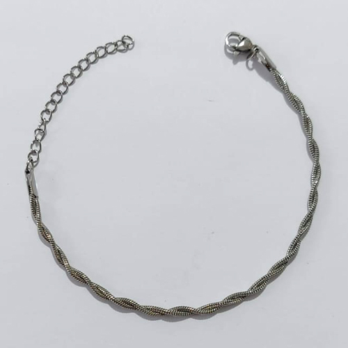PULSEIRA EM AÇO INOXIDÁVEL - PULSEIRA DUPLA TRANÇADA 16CM + EXTENSOR ACPS000803
