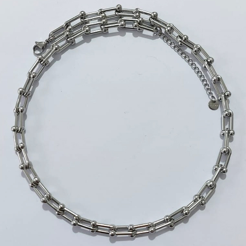 CORRENTE EM AÇO INOXIDÁVEL - CORRENTE 45CM COM ELOS DEGRADÊ - FECHO LAGOSTA + EXTENSOR - ACCR000237
