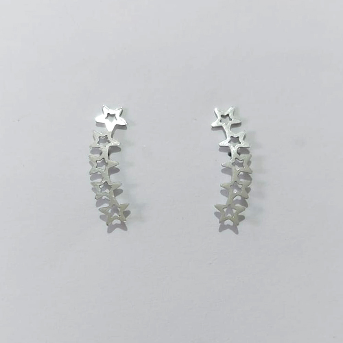BRINCO EM AÇO INOXIDÁVEL- BRINCO DE PINO ESTRELAS VAZADAS 6X20MM ACBR000559