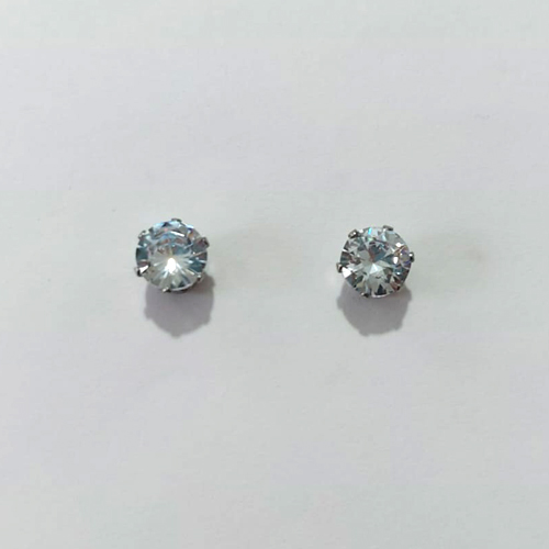 BRINCO EM AÇO INOXIDÁVEL- BRINCO DE PINO ZIRCÔNIA REDONDA 8MM ACBR000564