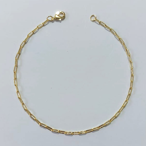 PULSEIRA FOLHEADA A OURO - BANHADO COM 3 MILÉSIMOS + VERNIZ DIAMOND - PULSEIRA 20CM LARGURA 1MM OUPS000200