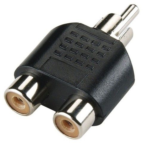 Plug Duplicador RCA Macho para  2 x RCA Fêmea