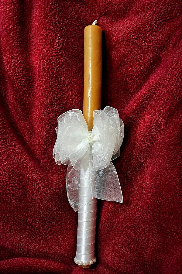Vela artesanal de cera para Batismo e Crisma