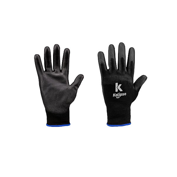 Luva Multitato PU Preta Segurança 12 Pares Kalipso CA 15.272