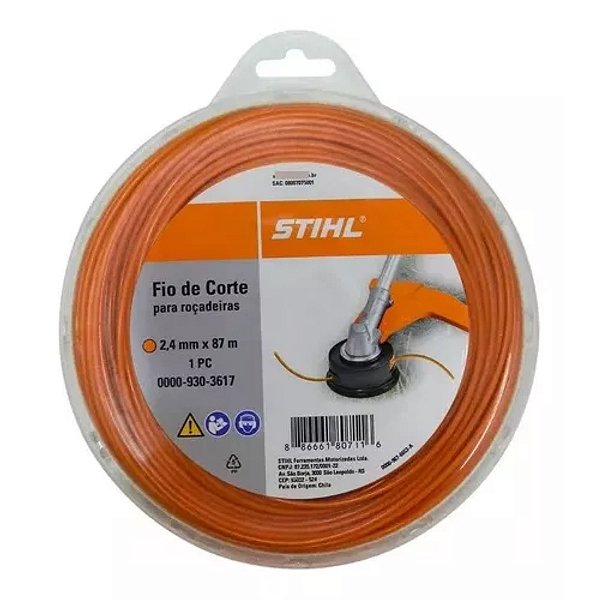 Fio De Nylon para Roçadeira Stihl 2,4mm Redondo 87m