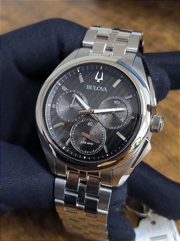 Relógio Bulova Prata | Curv | Quartz | Mostrador Preto | S19961200